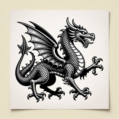 Black Ink Dragon Illustration