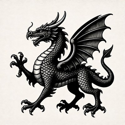 Black Ink Dragon Illustration