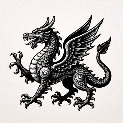Black Ink Dragon Illustration