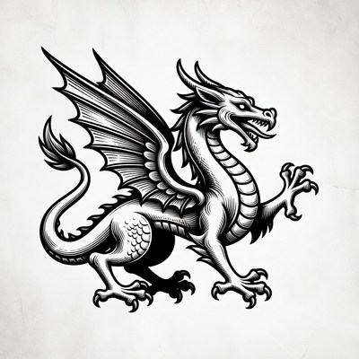 Black Ink Dragon Illustration