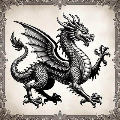 Ornate Black Dragon Illustration