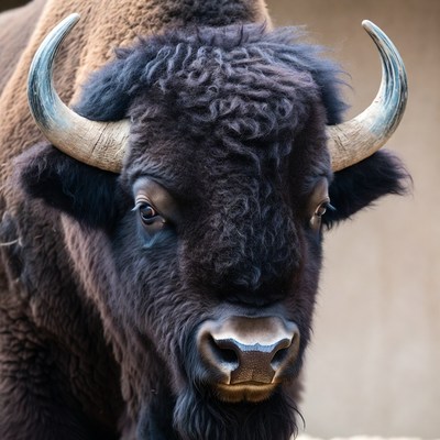 Close-up of American bison head