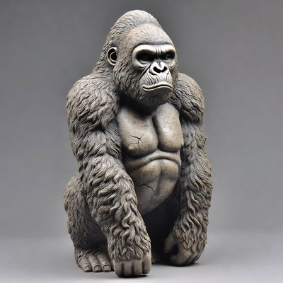 Sitting Silverback Gorilla Statue