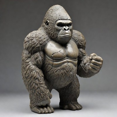 Muscular Bronze Gorilla Statue