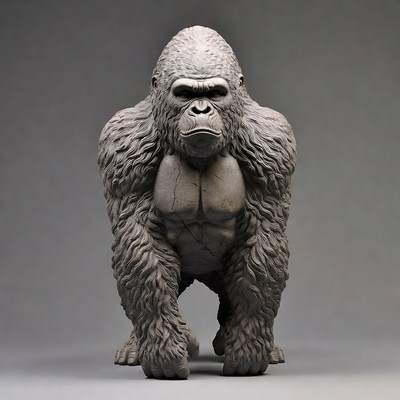 Sculpted Silverback Gorilla Statue