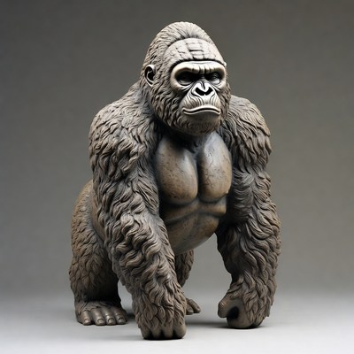 Realistic silverback gorilla sculpture