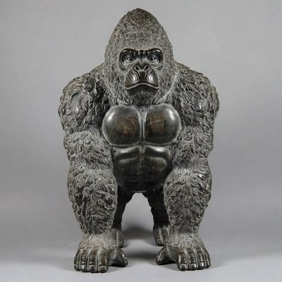 Bronze sculpture of muscular gorilla