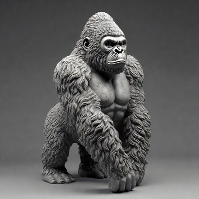 Muscular silverback gorilla standing