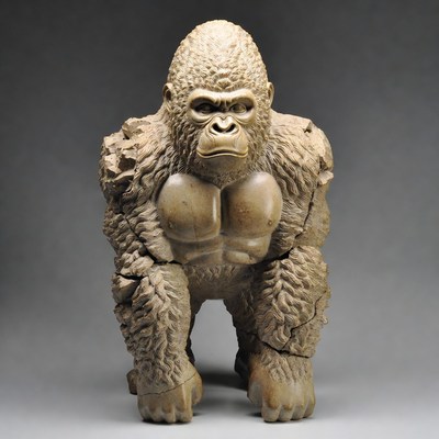 Detailed Stone Gorilla Sculpture