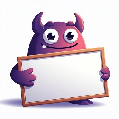 Cartoon Monster Holding Blank Sign