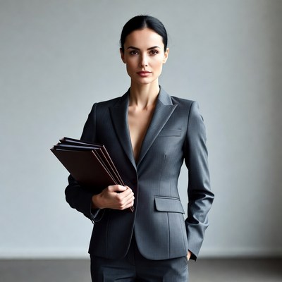 Businesswoman holding brown folders