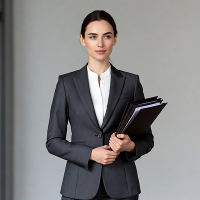 Business woman holding folders