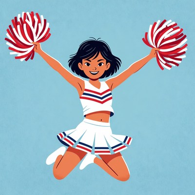 Cheerleader girl with pom poms
