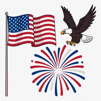 American Flag Eagle Fireworks Clipart
