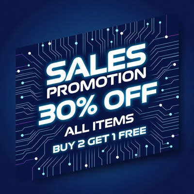 Cyberpunk 30% Off Sales Promotion Banner