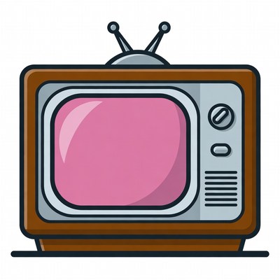 Cartoon Retro TV with Pink Screen