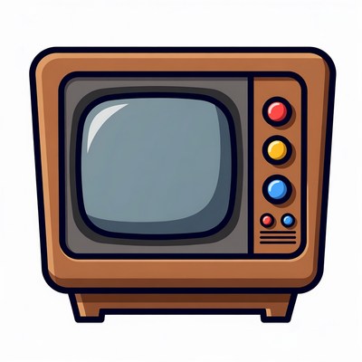 Retro Wooden TV Illustration