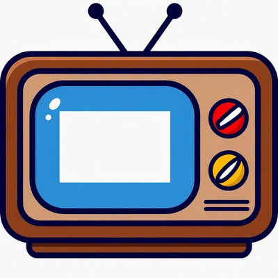 Cartoon Retro Television with Antenna