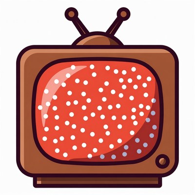 Cartoon TV with red polka dot screen