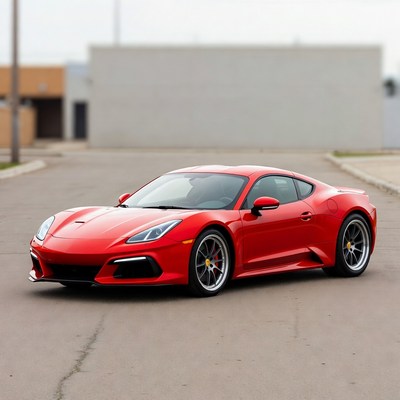 Red Ferrari sports car parked