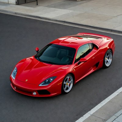 Red Ferrari Parked on Street