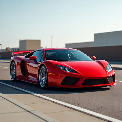 Red Supercar Parked on Road