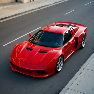 Red Supercar Parked on Street