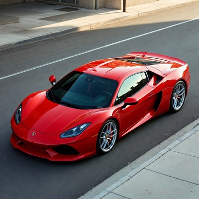 Red Lamborghini parked on street