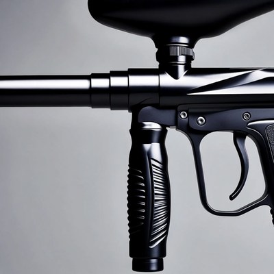 Black Paintball Gun Closeup