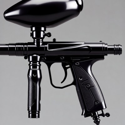 Black paintball gun with hopper