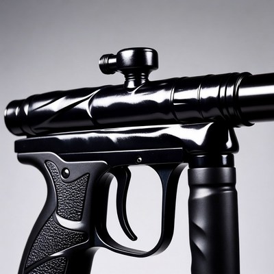 Black Paintball Gun Closeup