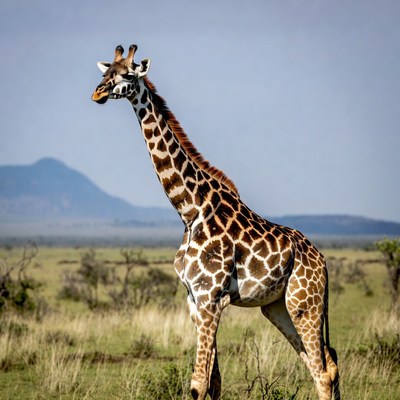 Giraffe standing in African savanna