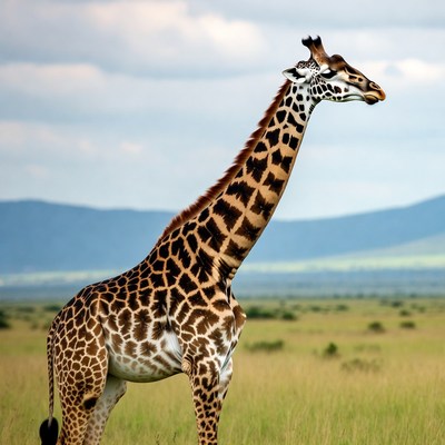 Giraffe standing in African savanna