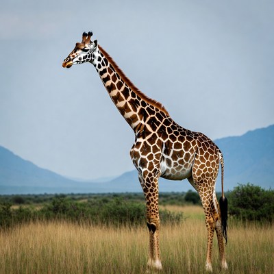 Giraffe standing in African savanna