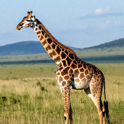 Giraffe standing in African savanna