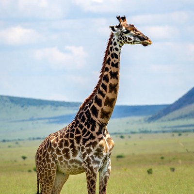 Giraffe standing in savanna grassland