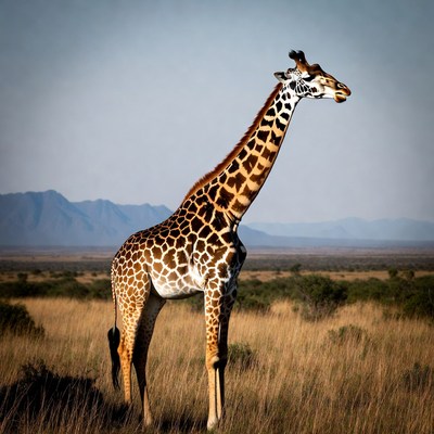 Giraffe standing in African savanna