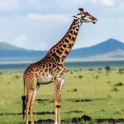 Giraffe standing in African savanna