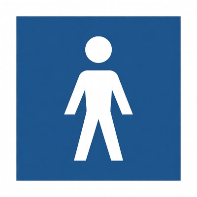 Blue male stick figure icon