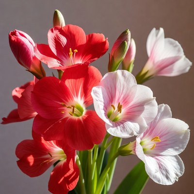Red and White Amaryllis Flowers Bouquet
