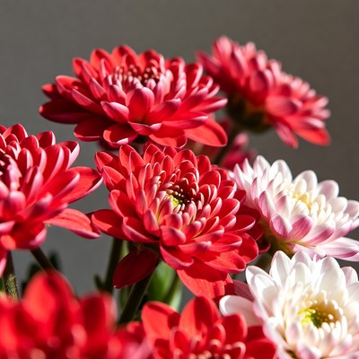 Red and White Chrysanthemum Flowers Bouquet