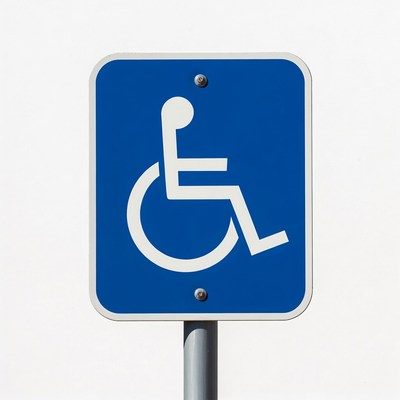Blue wheelchair accessibility sign
