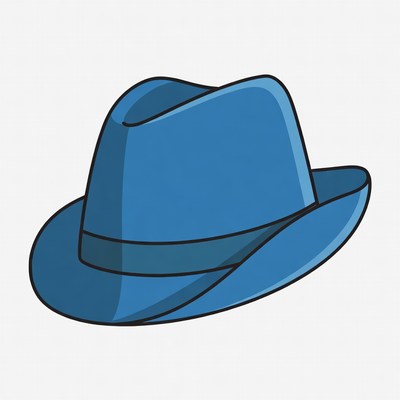 Blue fedora hat illustration
