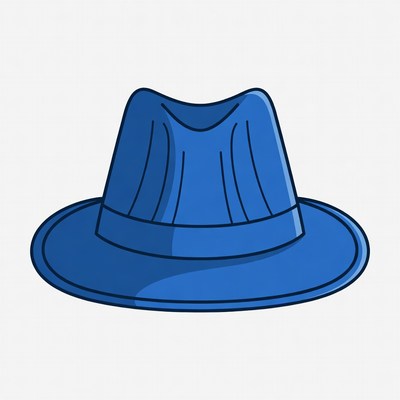 Blue fedora hat illustration