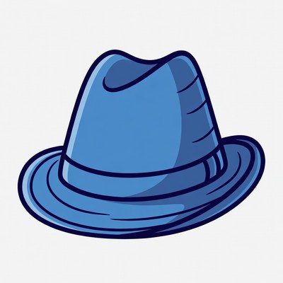 Blue Cartoon Fedora Hat