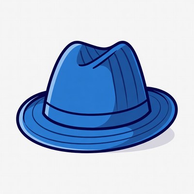 Blue fedora hat illustration