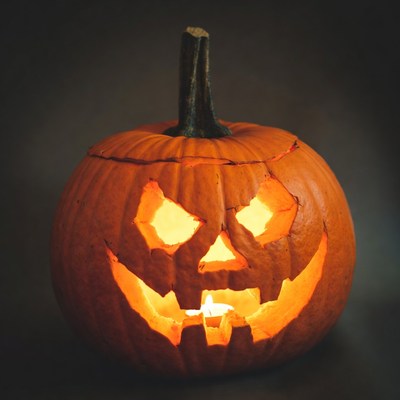 Lit Jack-o'-lantern pumpkin