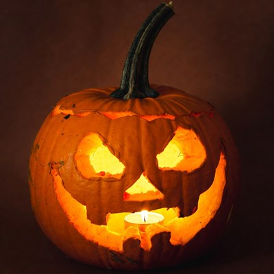 Lit Jack-o'-lantern pumpkin