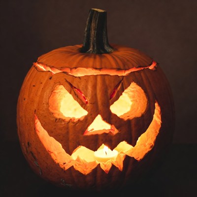 Lit Jack-o-Lantern Pumpkin
