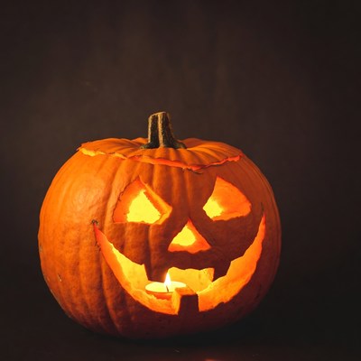 Lit Jack-o'-lantern pumpkin